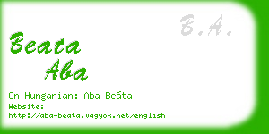 beata aba business card